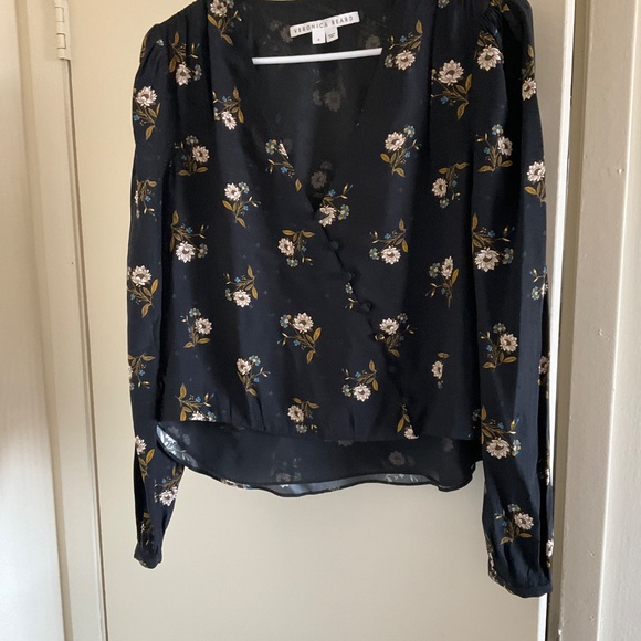 VERONICA BEARD  Avanti Floral Geo Jacquard Print Silk Blend Blouse - Picture 4 of 7